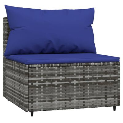 vidaXL 3-delige Loungeset met kussens poly rattan grijs