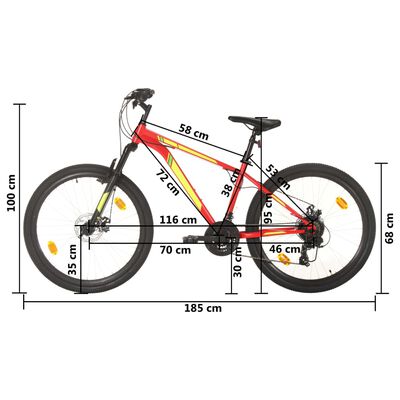 vidaXL Mountainbike 21 versnellingen 27,5 inch wielen 38 cm frame rood