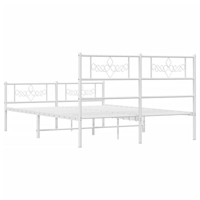 vidaXL Bedframe met hoofd- en voeteneinde metaal wit 150x200 cm