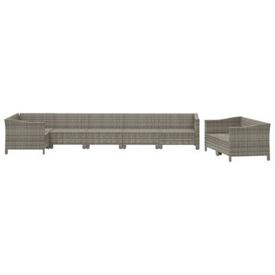 vidaXL 8-delige Loungeset met kussens poly rattan grijs