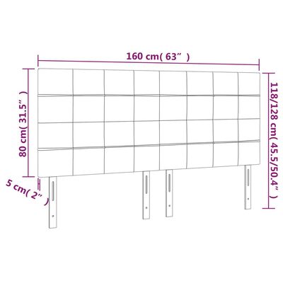 vidaXL Hoofdbord LED 160x5x118/128 cm fluweel roze