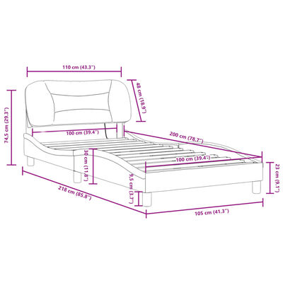 vidaXL Bedframe met LED-verlichting kunstleer zwart en wit 100x200 cm