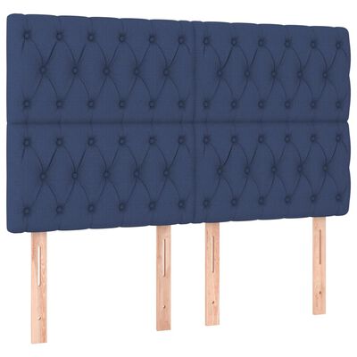 vidaXL Boxspring met matras stof blauw 160x200 cm