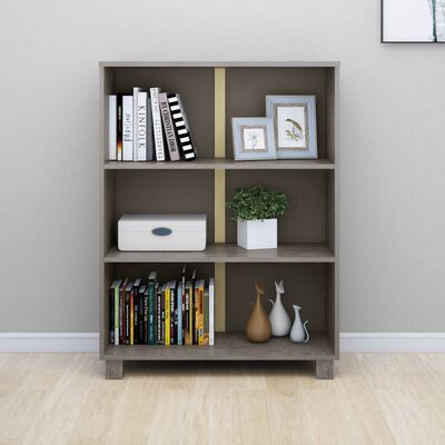 vidaXL Boekenkast HAMAR 85x35x112 cm massief grenenhout lichtgrijs