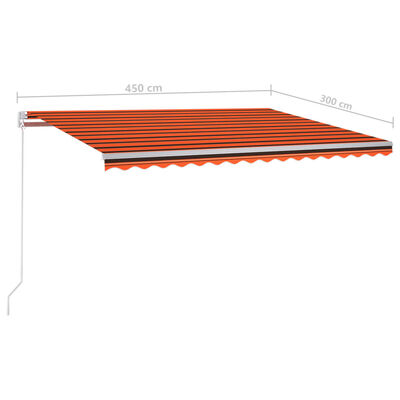 vidaXL Luifel automatisch uittrekbaar met palen 4,5x3 m oranje bruin