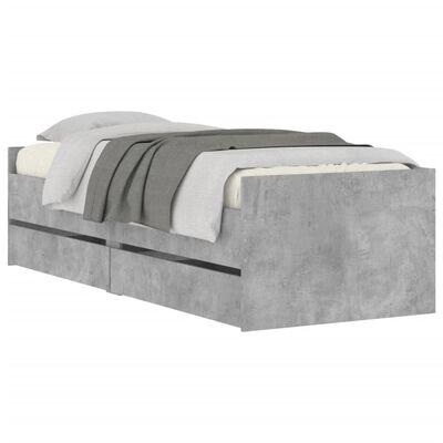 vidaXL Bedframe met lades betongrijs 75x190 cm Small Single