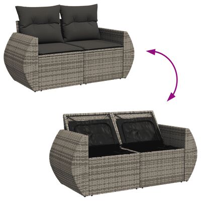 vidaXL 5-delige Loungeset met kussens poly rattan grijs