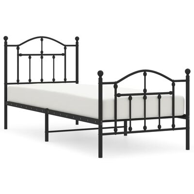 vidaXL Bedframe met hoofd- en voeteneinde metaal zwart 90x200 cm