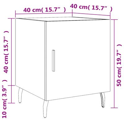 vidaXL Nachtkastjes 2 st 40x40x50 cm bewerkt hout zwart