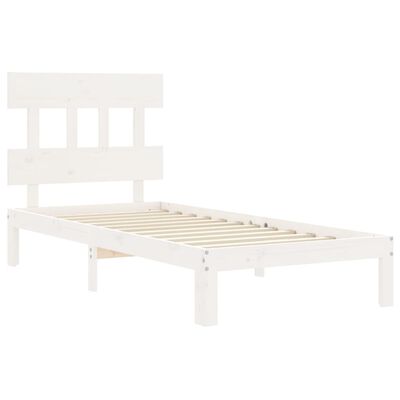 vidaXL Bedframe met hoofdbord massief hout wit