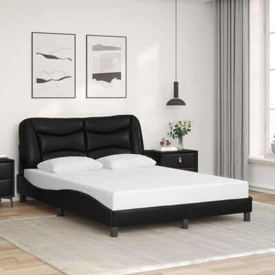 vidaXL Bedframe met hoofdeind kunstleer zwart 140x190 cm