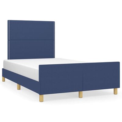 vidaXL Bedframe met hoofdbord stof blauw 120x190 cm