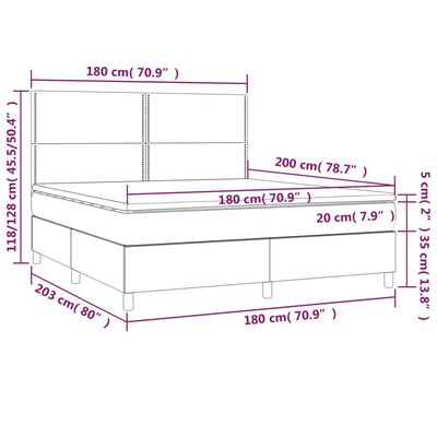 vidaXL Boxspring met matras stof zwart 180x200 cm