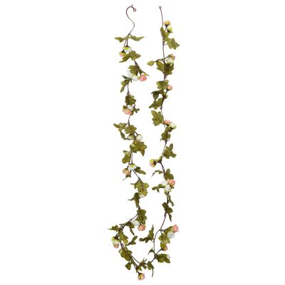 vidaXL Kerstslingers met bloemen 6 st 215 cm champagnekleurig