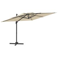 vidaXL Zweefparasol met dubbel dak 400x300 cm zandwit