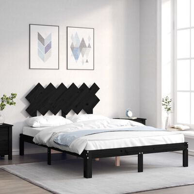 vidaXL Bedframe met hoofdbord massief hout zwart