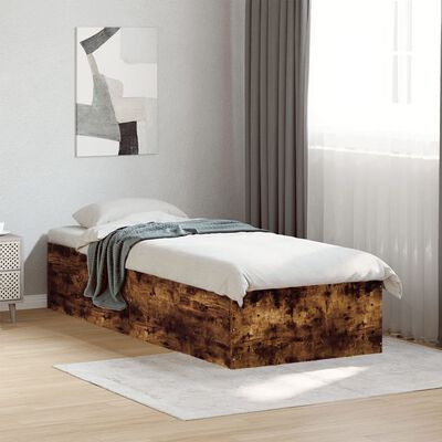 vidaXL Bedframe zonder matras hout gerookt eikenkleurig 75x190 cm