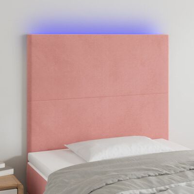 vidaXL Hoofdbord LED 90x5x118/128 cm fluweel roze