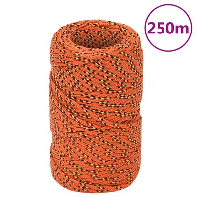 vidaXL Boottouw 2 mm 250 m polypropyleen oranje