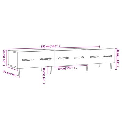 vidaXL Tv-meubel 150x36x30 cm bewerkt hout hoogglans wit