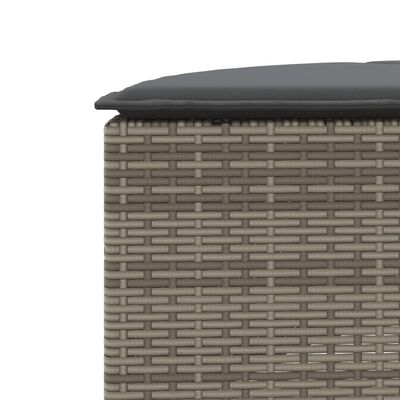 vidaXL Tuinvoetenbank met kussen poly rattan grijs