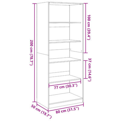 vidaXL Kledingkast 80x50x200 cm bewerkt hout zwart