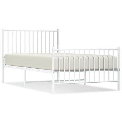 vidaXL Bedframe met hoofd- en voeteneinde metaal wit 100x190 cm