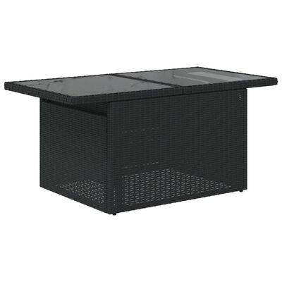 vidaXL Tuintafel met glazen blad 100x55x73 cm poly rattan zwart