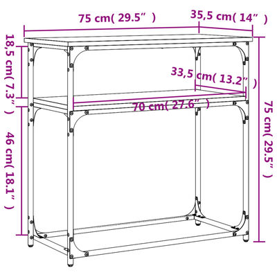 vidaXL Wandtafel 75x35,5x75 cm bewerkt hout bruin eikenkleur