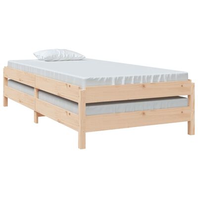 vidaXL Bed stapelbaar 75x190 cm massief grenenhout