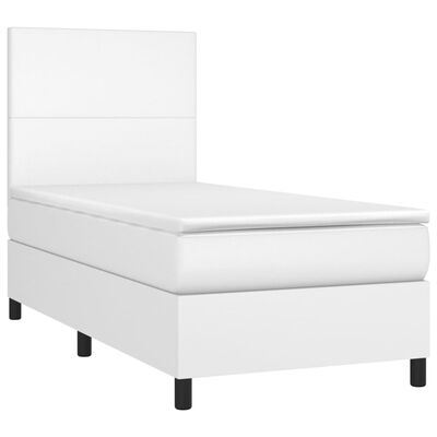 vidaXL Boxspring met matras en LED kunstleer wit 90x200 cm