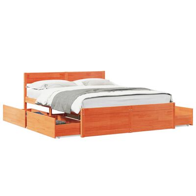 vidaXL Bedframe zonder matras massief grenenhout wasbruin 160x200 cm