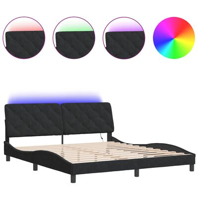 vidaXL Bedframe met LED-verlichting fluweel zwart 180x200 cm