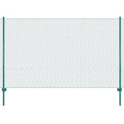 vidaXL Draadgaashek met palen 25x2 m staal groen