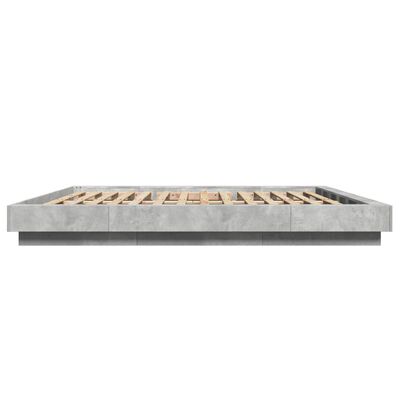 vidaXL Bedframe met LED-verlichting bewerkt hout betongrijs 180x200 cm