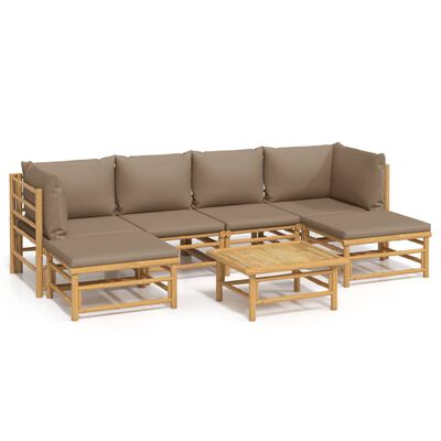 vidaXL 7-delige Loungeset met kussens bamboe taupe