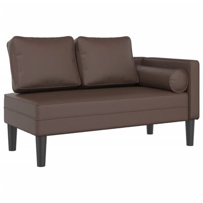 vidaXL Chaise longue met kussens kunstleer bruin