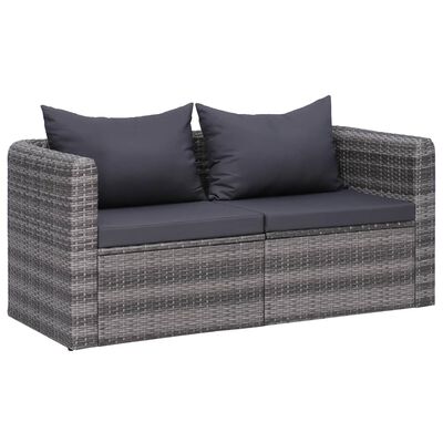 vidaXL 10-delige Loungeset met kussens poly rattan grijs