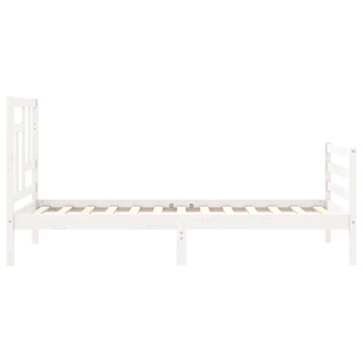 vidaXL Bedframe met hoofdbord massief hout wit 90x200 cm