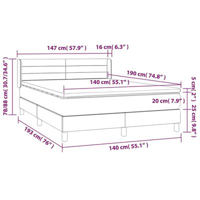 vidaXL Boxspring met matras stof blauw 140x190 cm