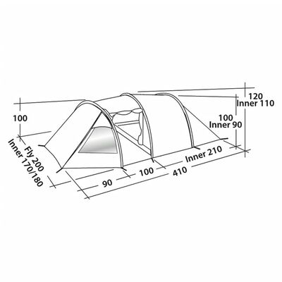 Easy Camp Tunneltent 4-persoons Spirit 300 staalgrijs en blauw