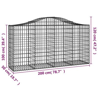 vidaXL Schanskorven 3 st gewelfd 200x50x100/120 cm ijzer