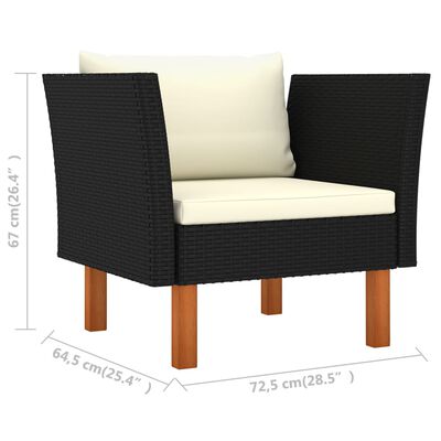 vidaXL 8-delige Loungeset poly rattan en eucalyptushout zwart