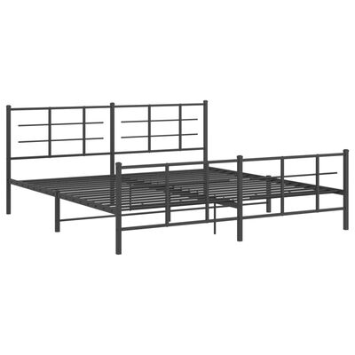 vidaXL Bedframe met hoofd- en voeteneinde metaal zwart 200x200 cm