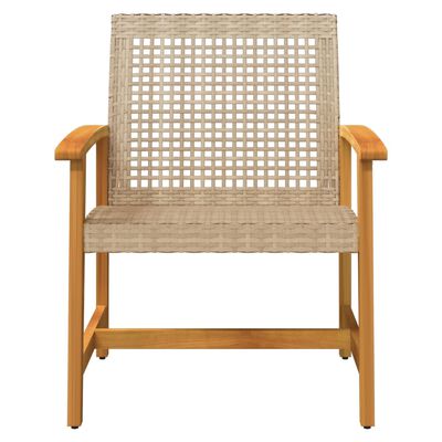 vidaXL Tuinstoelen 2 st poly rattan en acaciahout beige