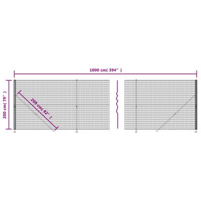 vidaXL Draadgaashek met flens 2x10 m groen