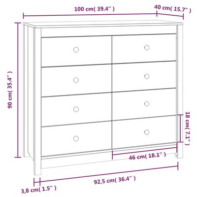 vidaXL Dressoir 100x40x90 cm massief grenenhout