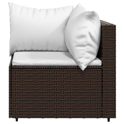 vidaXL 4-delige Loungeset met kussens poly rattan bruin