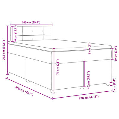 vidaXL Boxspring met matras stof zwart 120x200 cm