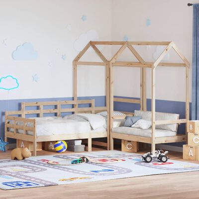 vidaXL Kinderbed met huisje en bankje massief grenenhout 90x200 cm